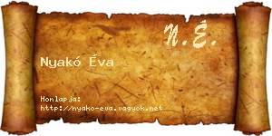 Nyakó Éva névjegykártya
